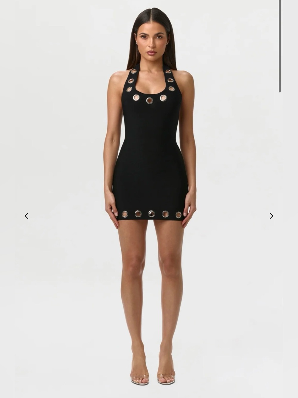 Naked Wardrobe Bandage Halter Grommet Mini Dress Black - Picture 2 of 12